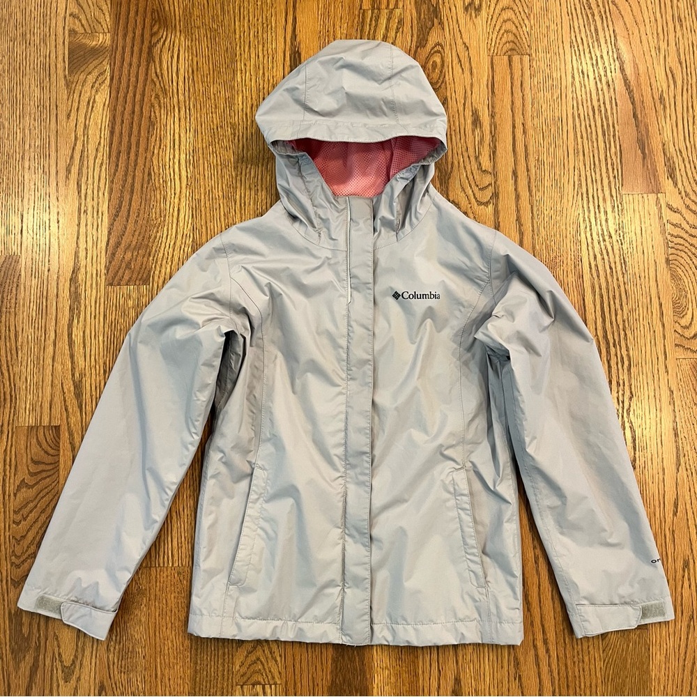 Columbia Kids Arcadia Rain Jacket Size Medium 10-12 Girls Gray